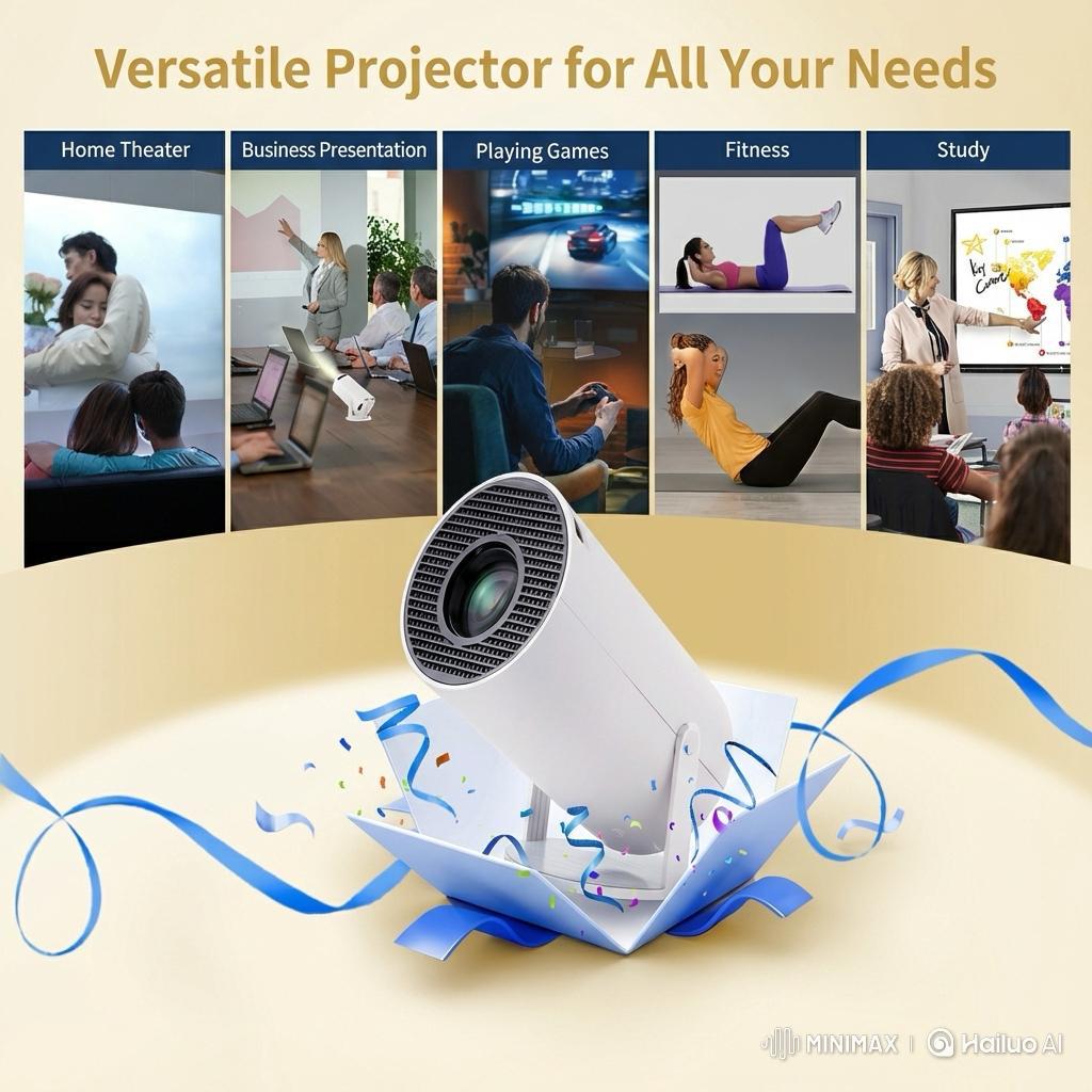Nexsole HY300 PRO Portable Projector - 4K Support, Smart Android Home Cinema, 180° Rotatable Design