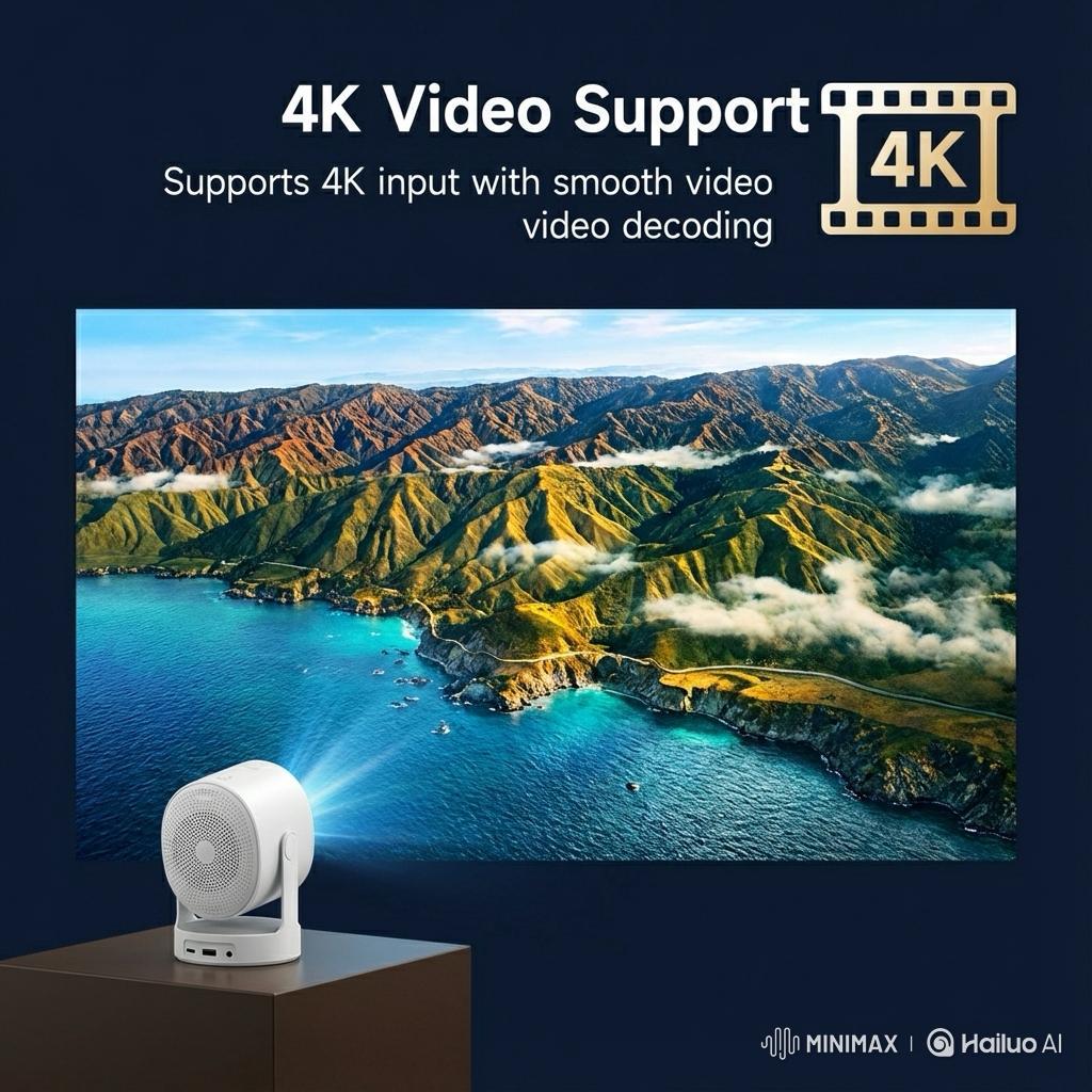 Nexsole HY300 PRO Portable Projector - 4K Support, Smart Android Home Cinema, 180° Rotatable Design