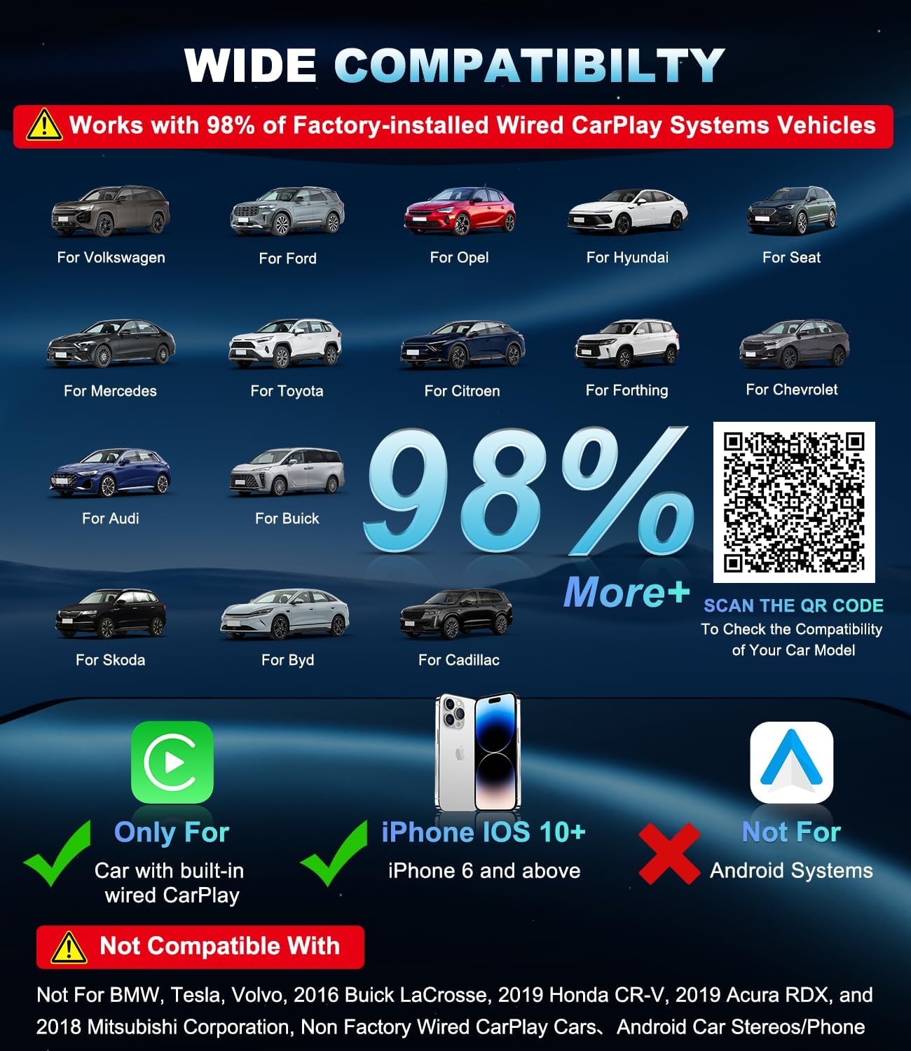 2025 Wireless CarPlay Adapter for Apple, Upgrade Wired to Wireless, Mini USB-C/Type-C Design, Plug and Play, No Delay Bluetooth+WIFI Stable Connection Car Play for iPhone, with Web App and OTA Updates