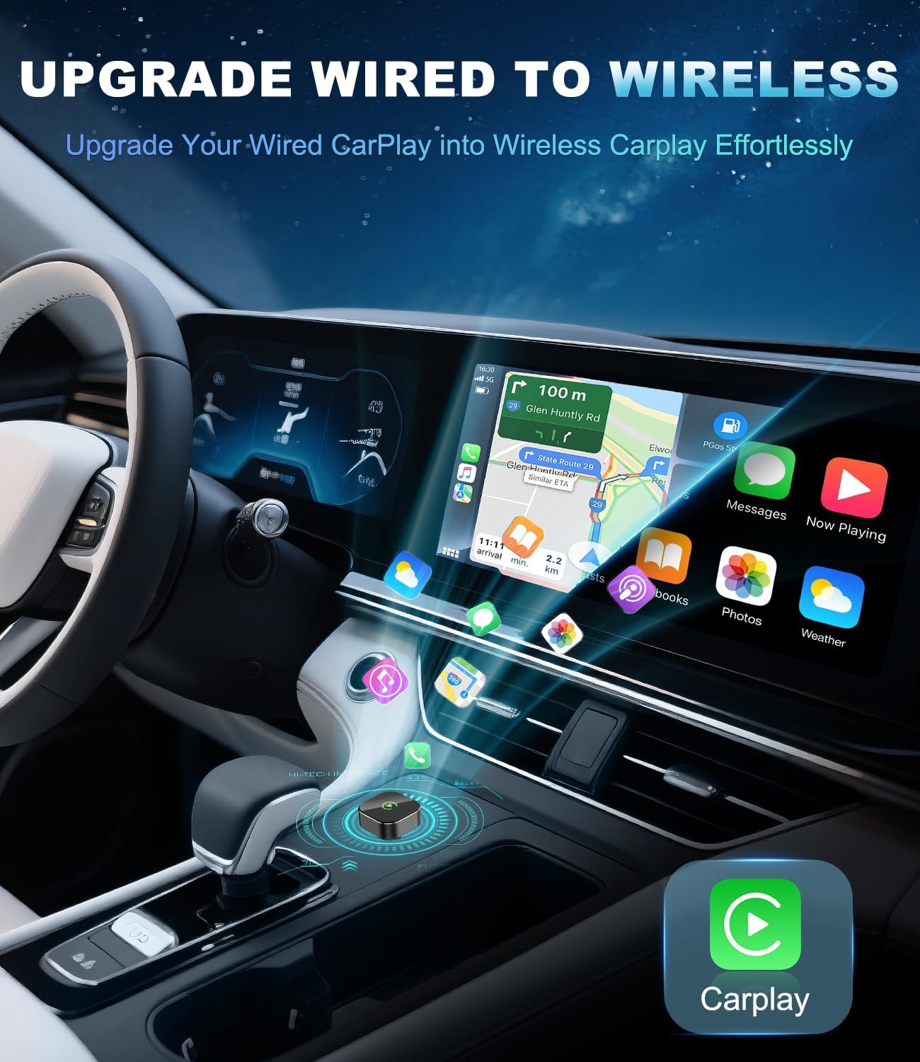 2025 Wireless CarPlay Adapter for Apple, Upgrade Wired to Wireless, Mini USB-C/Type-C Design, Plug and Play, No Delay Bluetooth+WIFI Stable Connection Car Play for iPhone, with Web App and OTA Updates