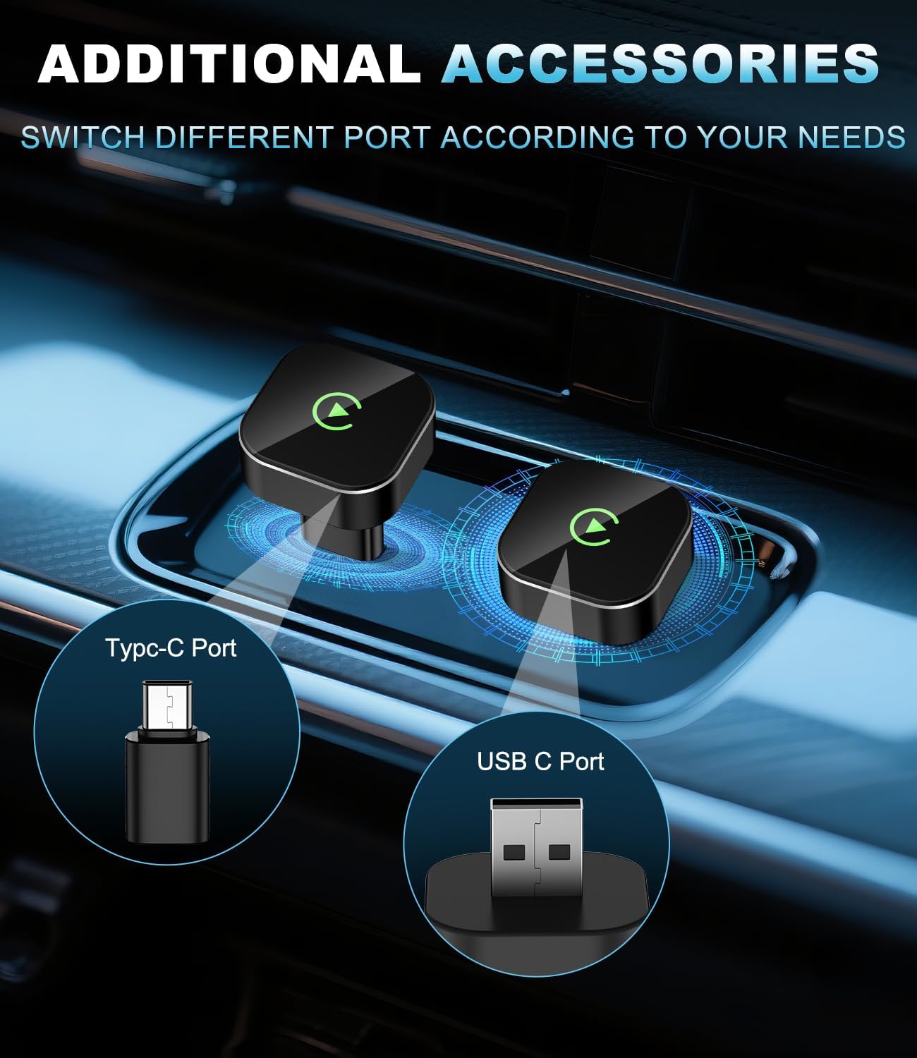 2025 Wireless CarPlay Adapter for Apple, Upgrade Wired to Wireless, Mini USB-C/Type-C Design, Plug and Play, No Delay Bluetooth+WIFI Stable Connection Car Play for iPhone, with Web App and OTA Updates