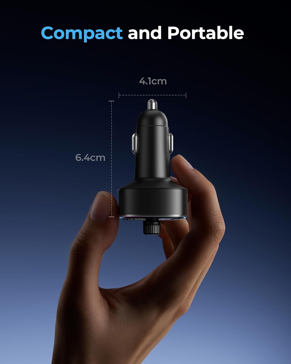 LENCENT FM Transmitter Car Bluetooth 5.4, 54W Car Bluetooth Adapter, Dual USB Ports Quick Charge (PD 36W & QC3.0), Music Adapter, Hands-Free Calls, Dual Microphones & USB Stick