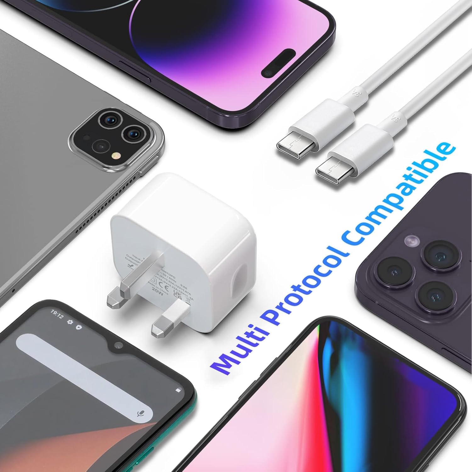 USB C Plug,20W USB C Fast Charger Plug, For iPhone Charger Adaptor UK Compatible with iPhone 16/15/14/14 Plus/14 Pro/14 Pro Max/13 12 11 X XR XS SE/Pad-1Pack