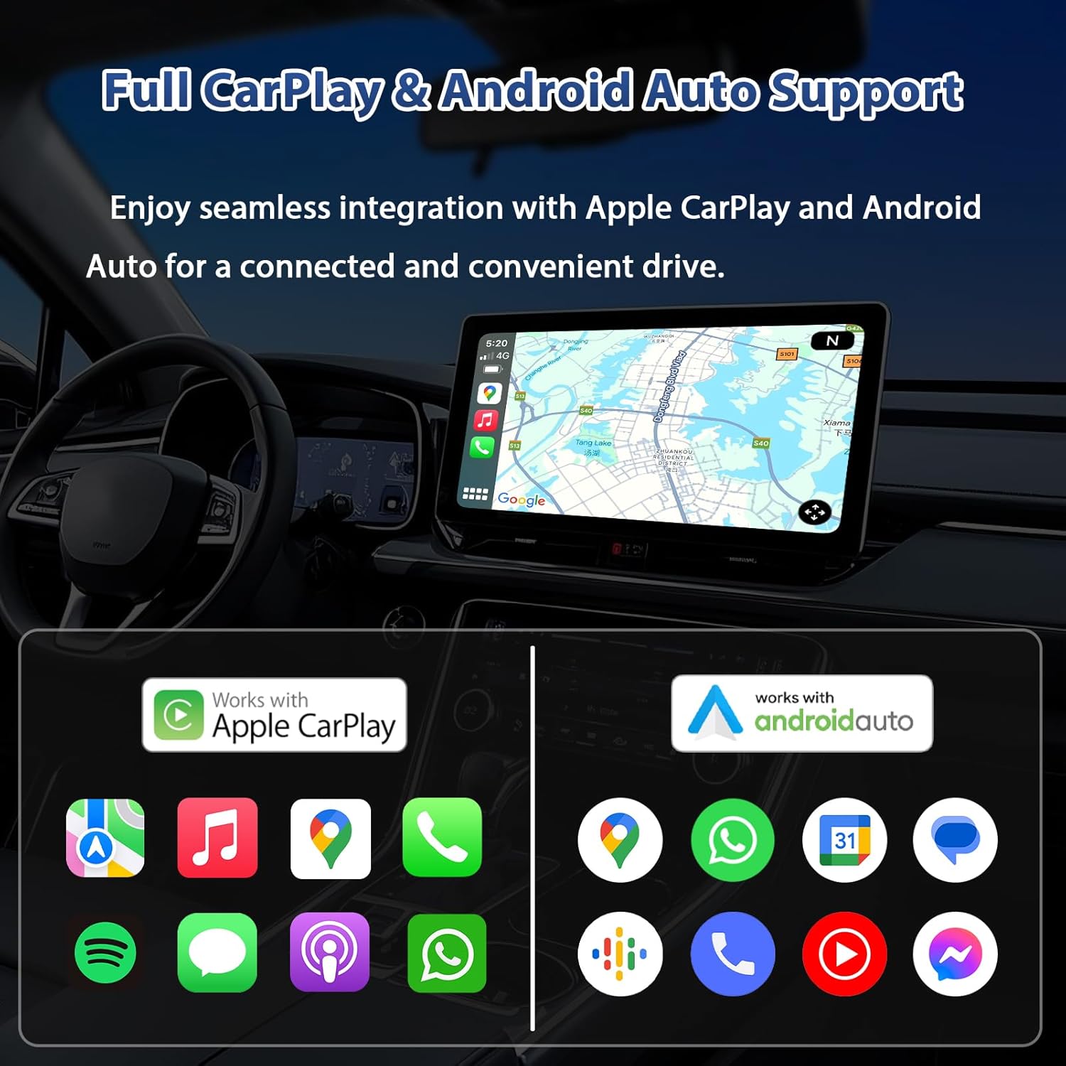 2 in 1 Wireless CarPlay & Android Auto Adapter – Mini Plug & Play USB Dongle, Compatible with Cars from 2016+, Stable Connection, Ultra-Compact Design (Square)